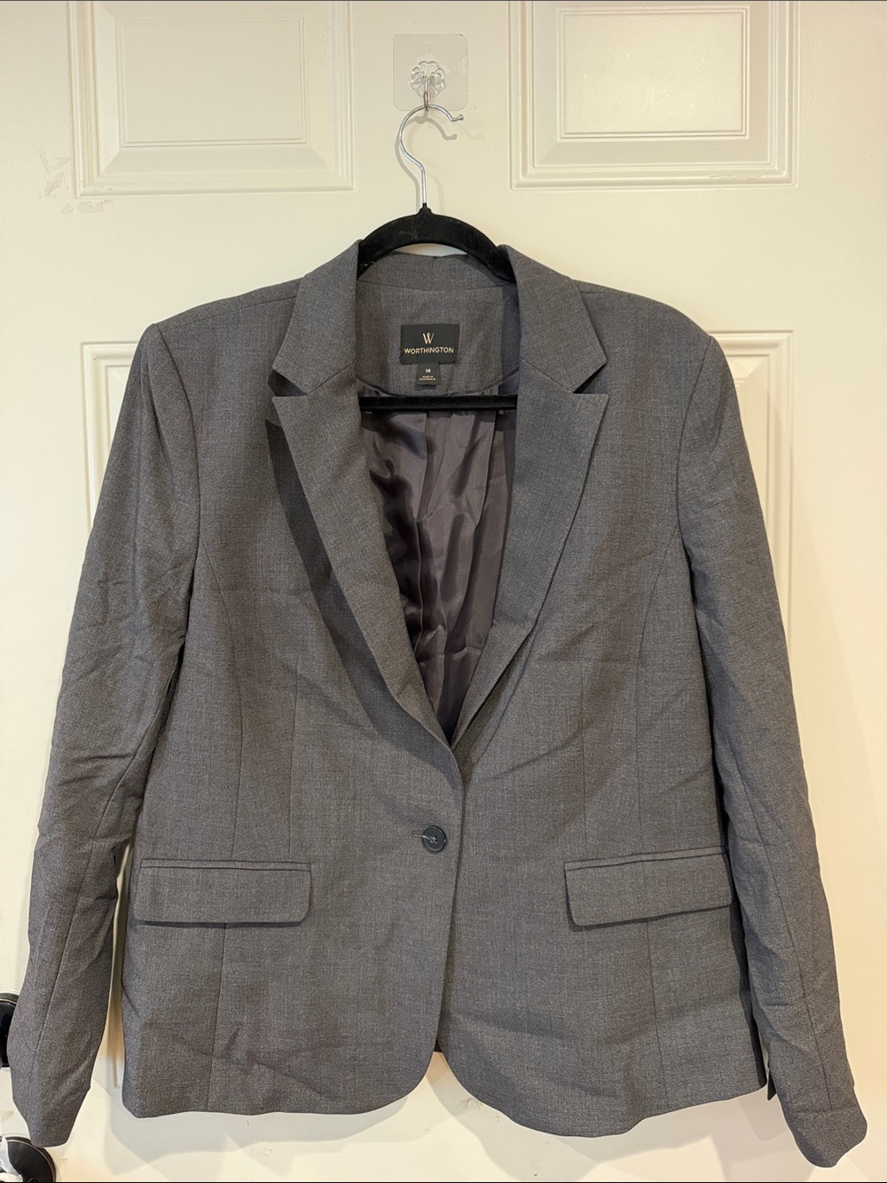 Worthington Gray Single-Button Tailored Blazer